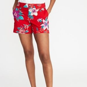 Mid rise Old Navy floral red short size 6